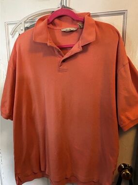 Eddie Bauer Men's Coral-Orange Polo Shirt size Large